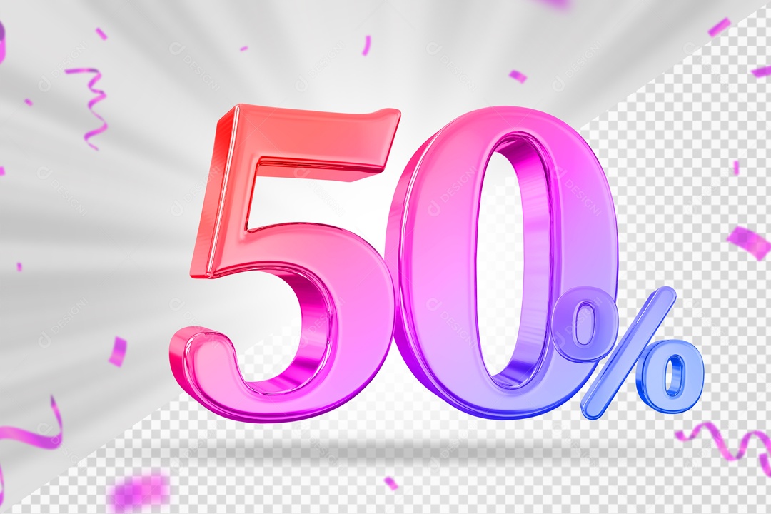 Numero Colorido 50% De Desconto Elemento 3D PSD