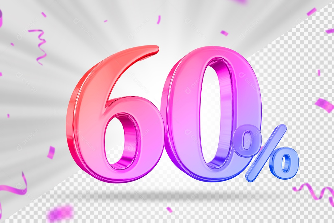 Numero Colorido 60% De Desconto Elemento 3D PSD