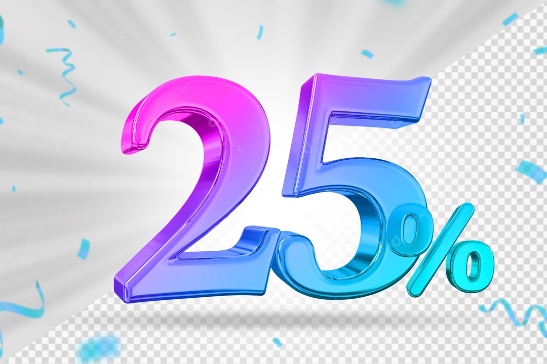 Numero Colorido 25% De Desconto Elemento 3D PSD
