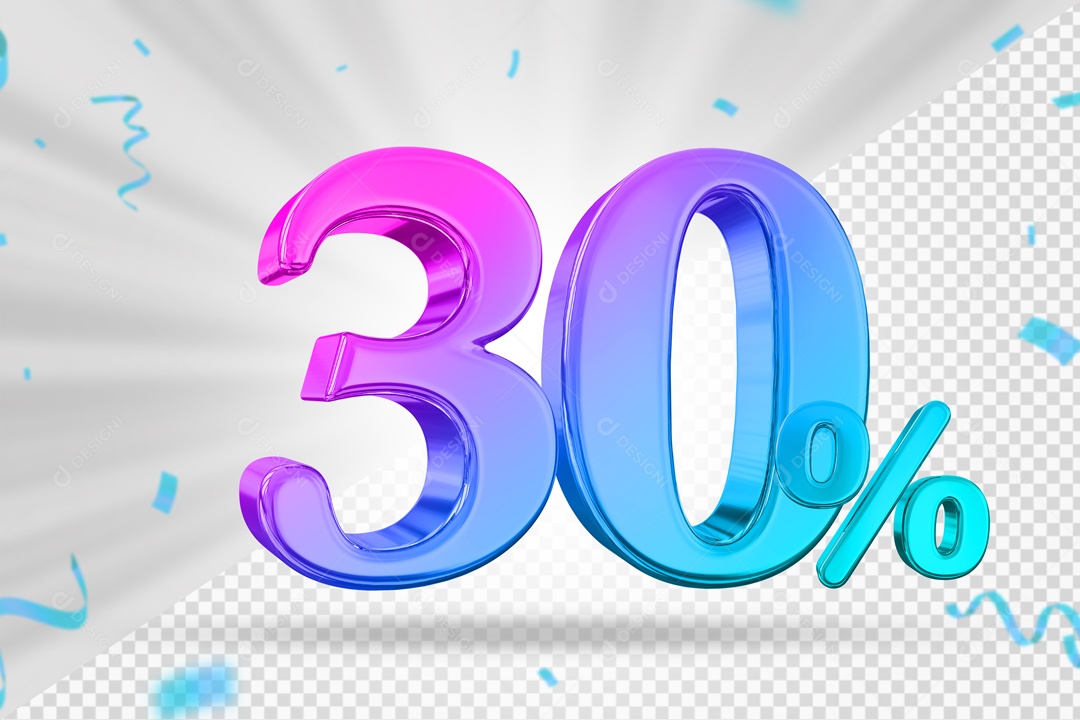 Numero Colorido 30% De Desconto Elemento 3D PSD