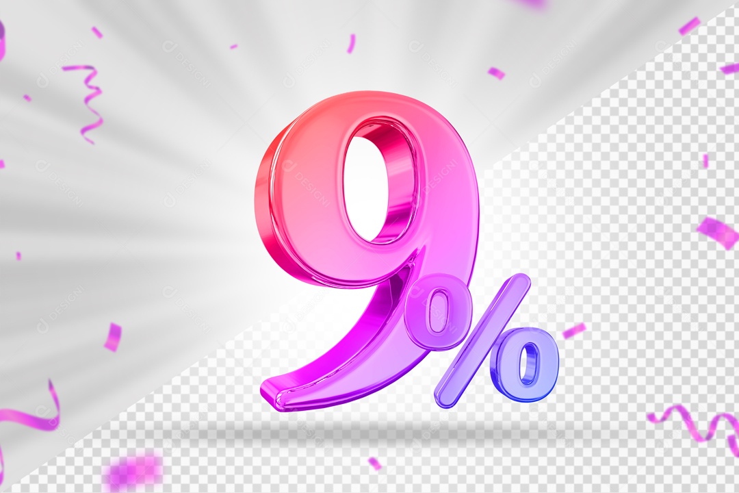 Colored Number 9% Off 3D PSD Element