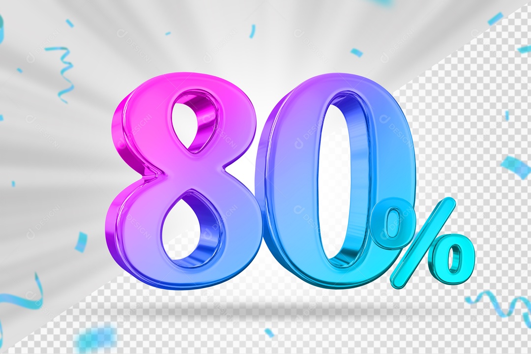 Numero Colorido 80% De Desconto Elemento 3D PSD