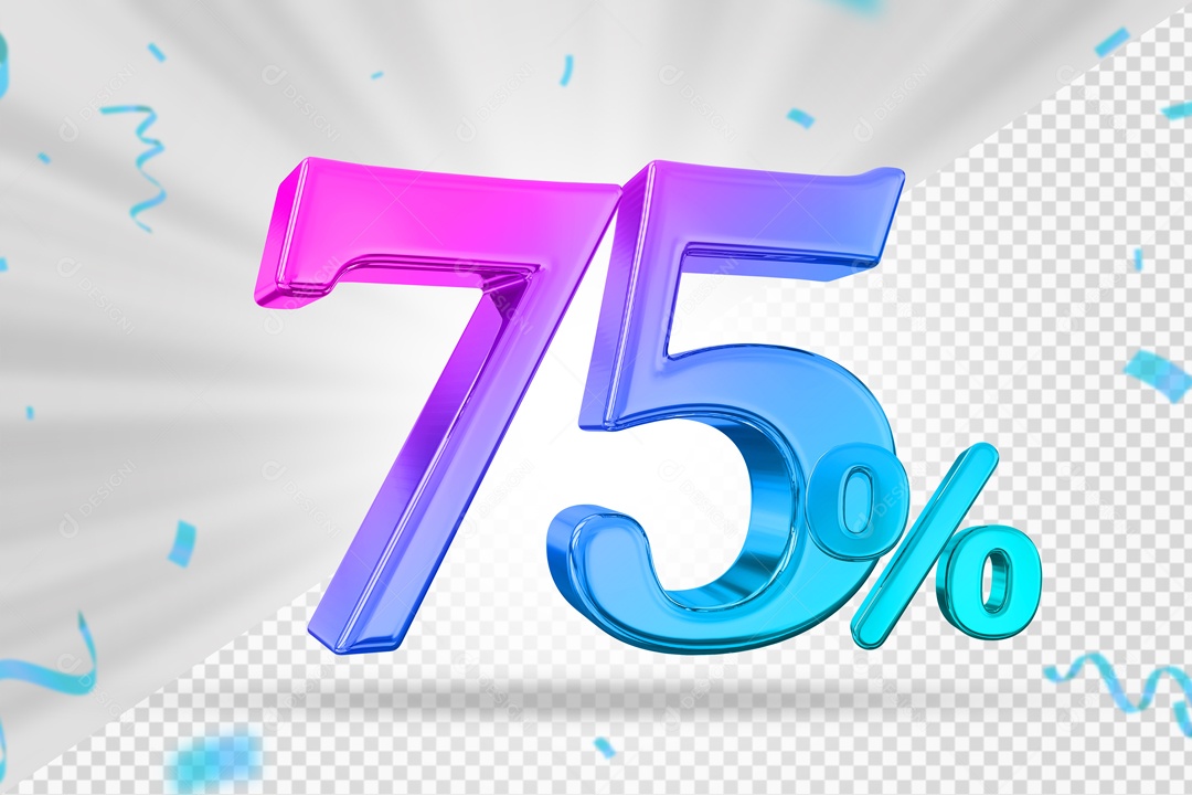 Numero Colorido 75% De Desconto Elemento 3D PSD