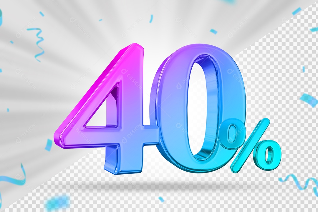 Numero Colorido 40% De Desconto Elemento 3D PSD