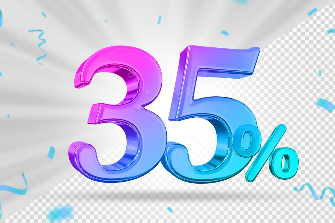 Numero Colorido 35% De Desconto Elemento 3D PSD