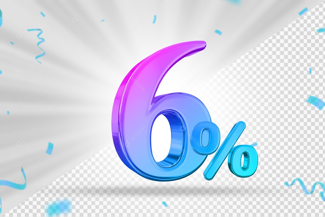 Colored Number 6% Off 3D PSD Element