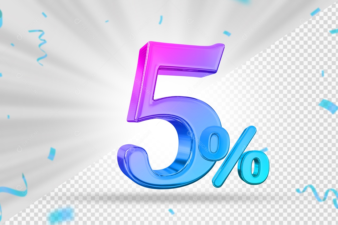 Numero Colorido 5% De Desconto Elemento 3D PSD