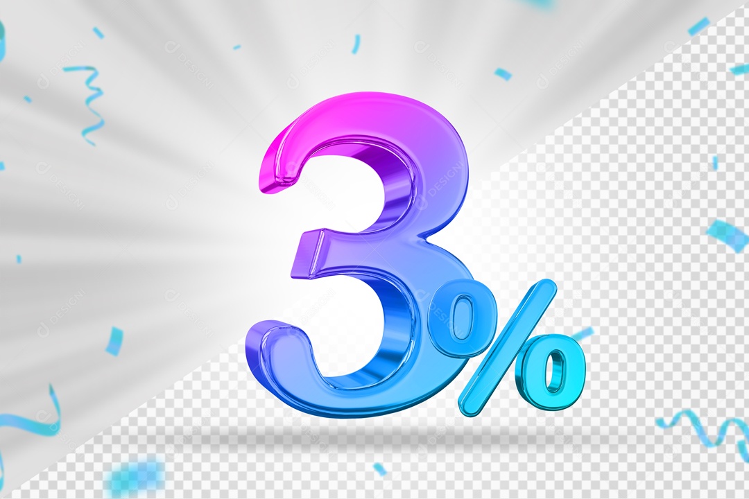 Numero Colorido 3% De Desconto Elemento 3D PSD