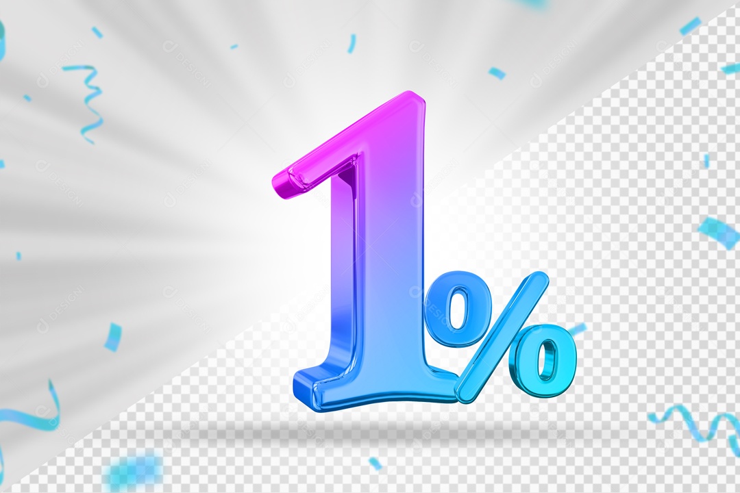 Numero Colorido 1% De Desconto Elemento 3D PSD