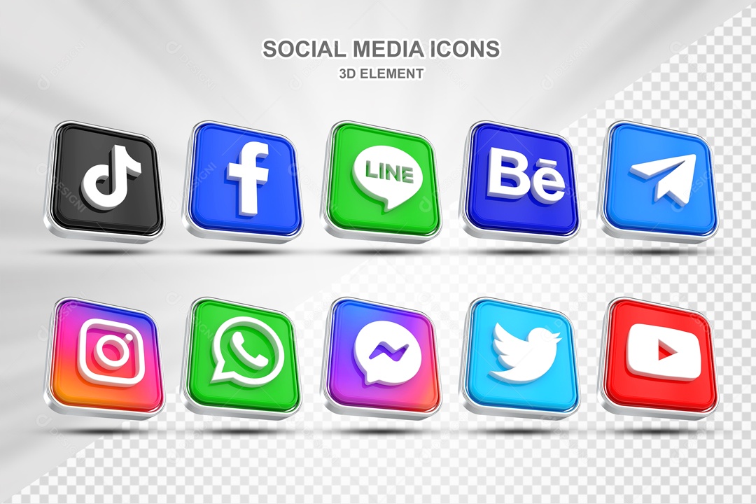 Icones Quadrados De Redes Sociais E Aplicativos PSD