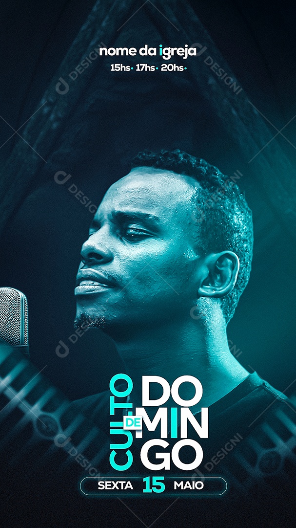 Story Flyer Culto de Domingo Social Media PSD Editável