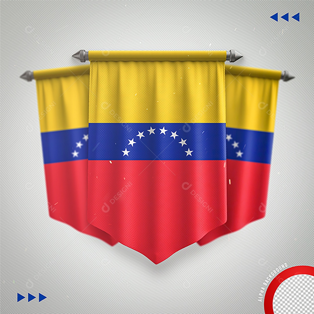 Bandeira da Venezuela 3D Para Composição PNG Transparente
