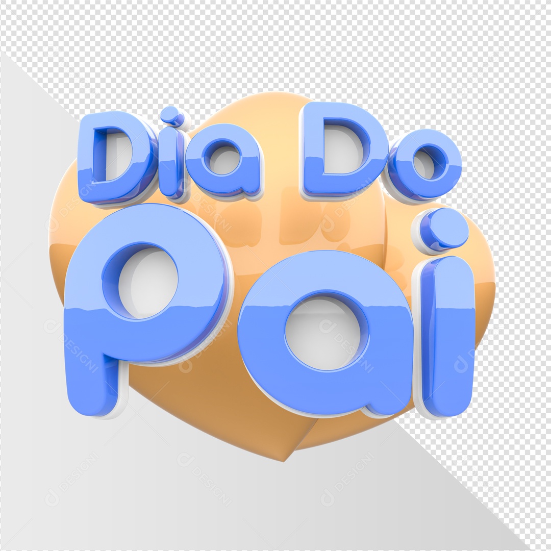 Dia Do Pai Selo 3D Azul PSD