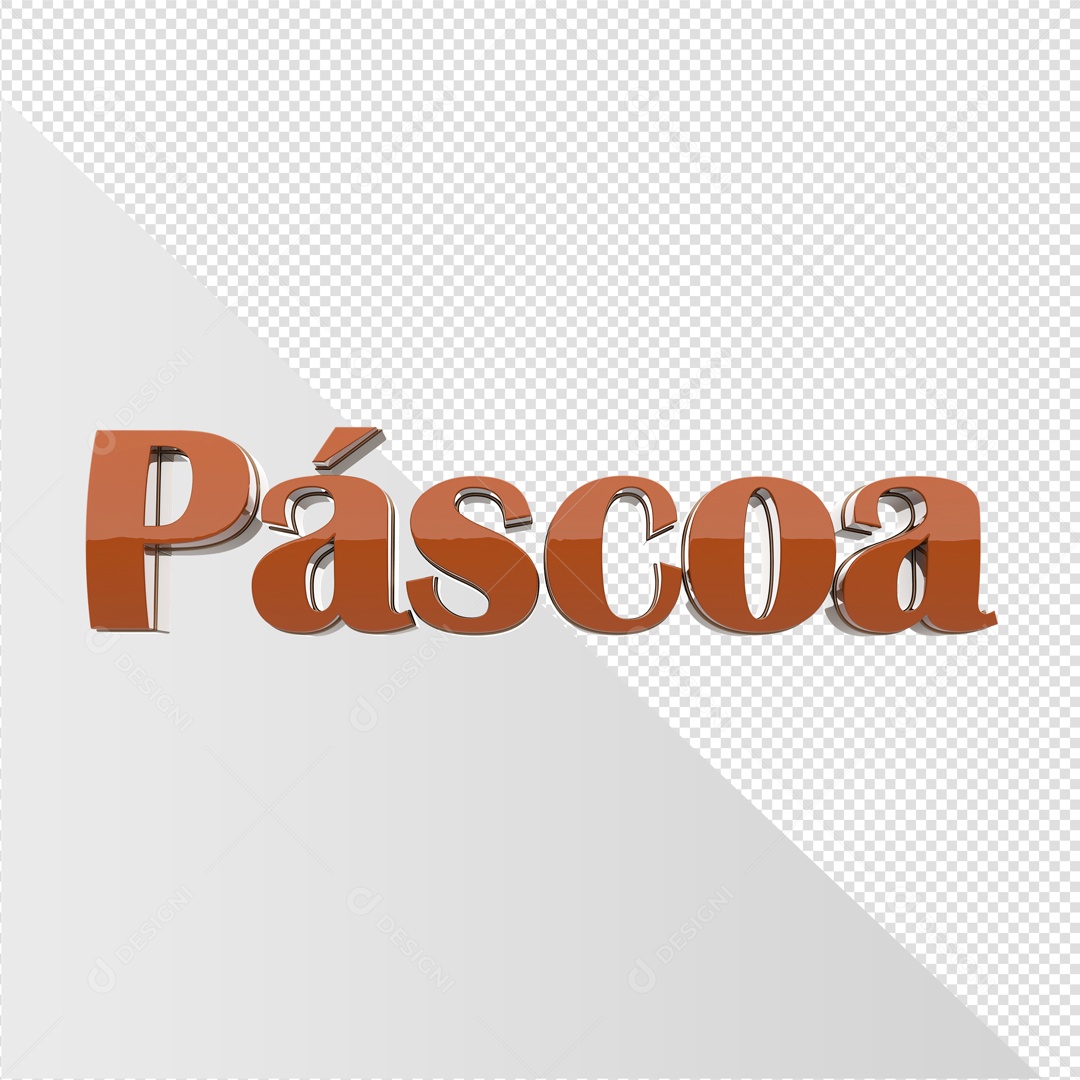 Texto 3D Páscoa Marrom Elemento 3D PSD