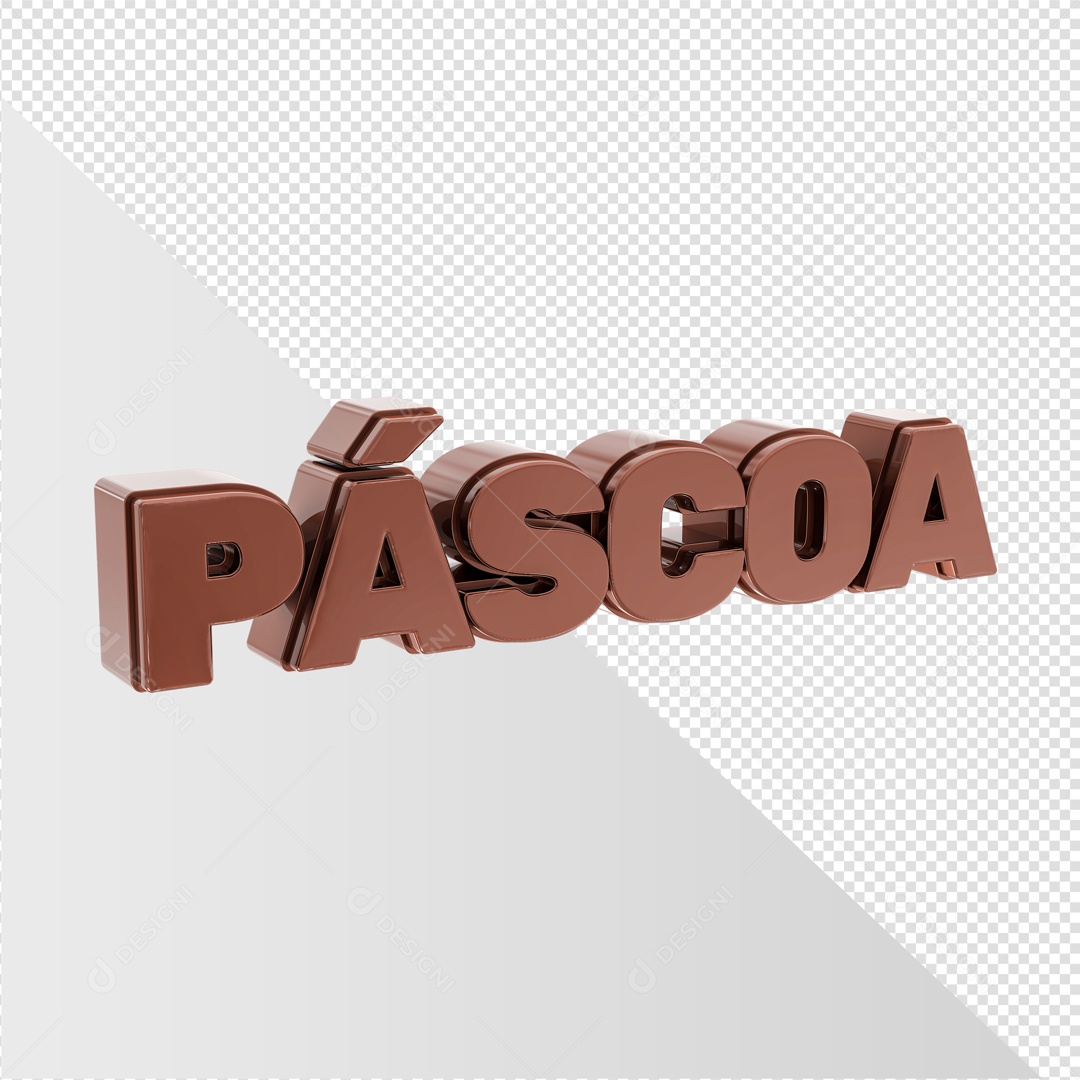 Texto 3D Páscoa Marrom Elemento 3D PSD