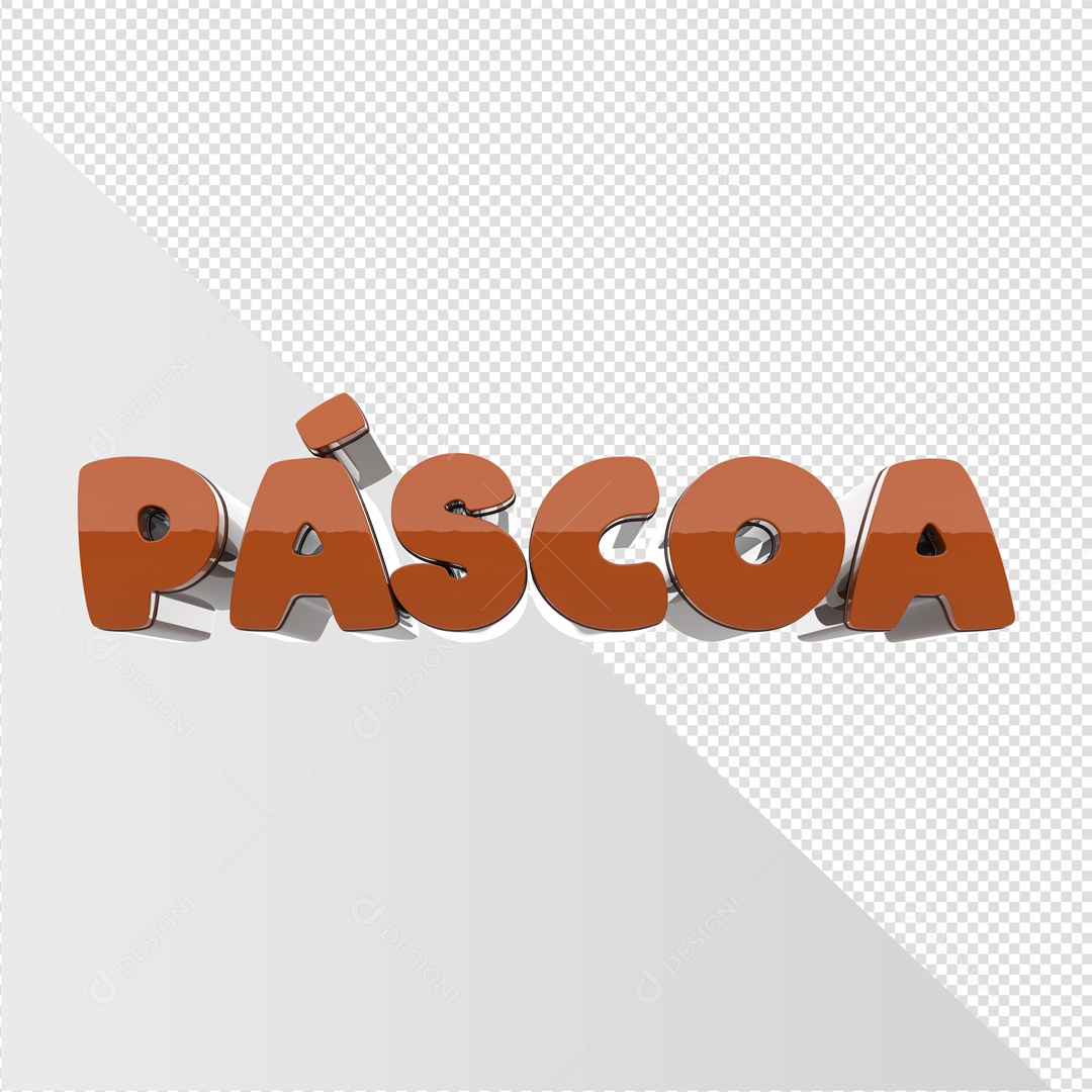 Texto 3D Páscoa Marrom Elemento 3D PSD