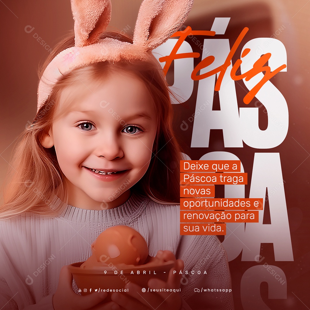 Deixe Que A Páscoa Traga Novas Oportunidades Feliz Páscoa Social Media PSD Editável