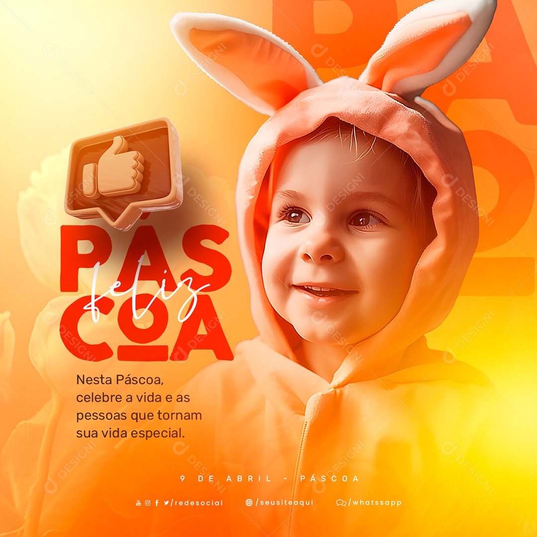 Nesta Páscoa Celebre A Vida 9 De Abril Feliz Páscoa Social Media PSD Editável