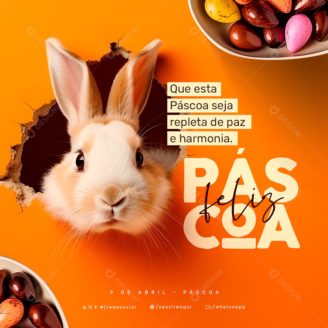 Que Esta Páscoa Seja Repleta De Paz E Harmonia 9 De Abril Social Media PSD Editável