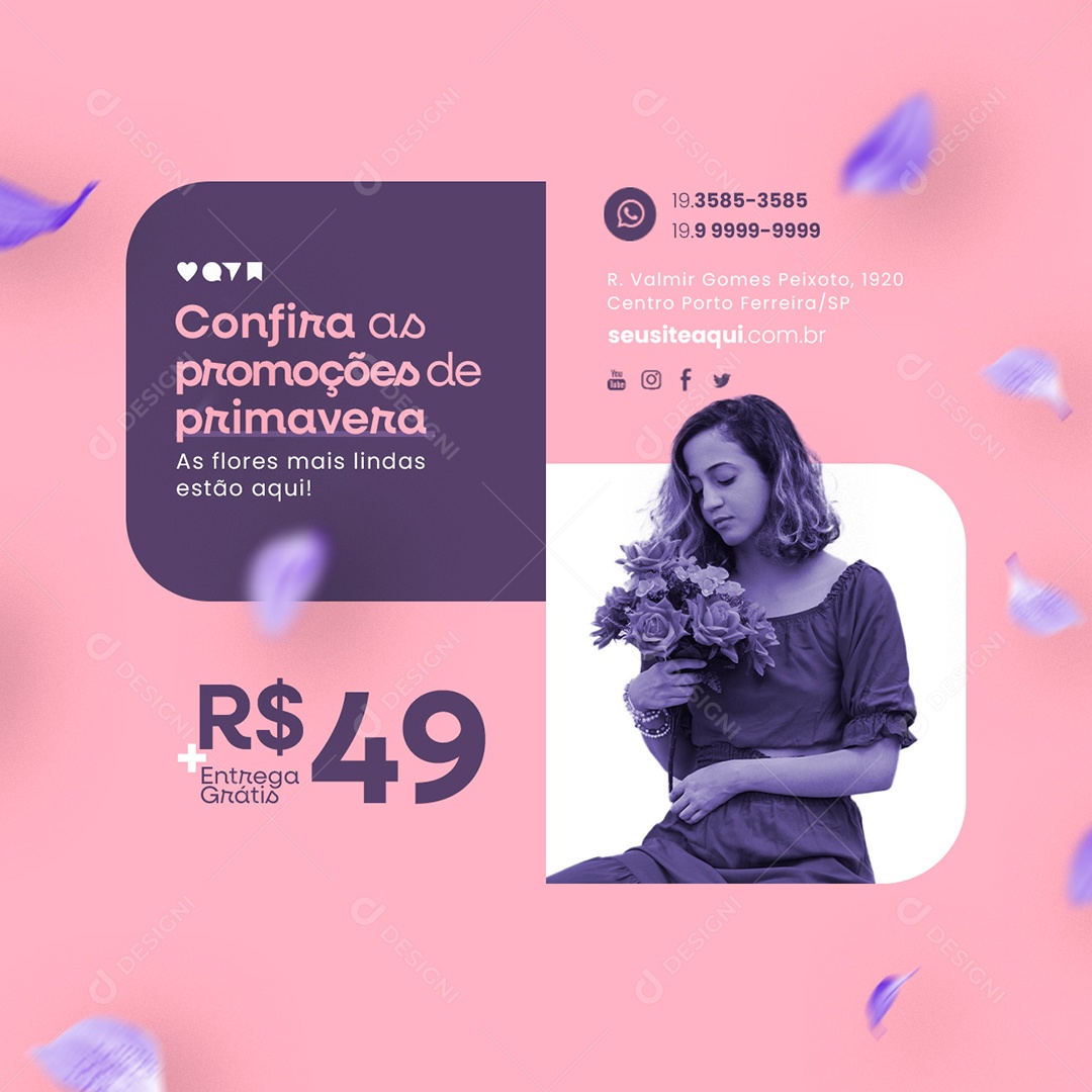 Confira As Promoções De Primavera Floricultura Social Media PSD Editável
