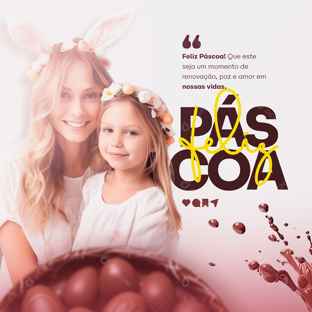 Feliz Páscoa Que Este Seja Um Momento de Renovação Social Media PSD Editável