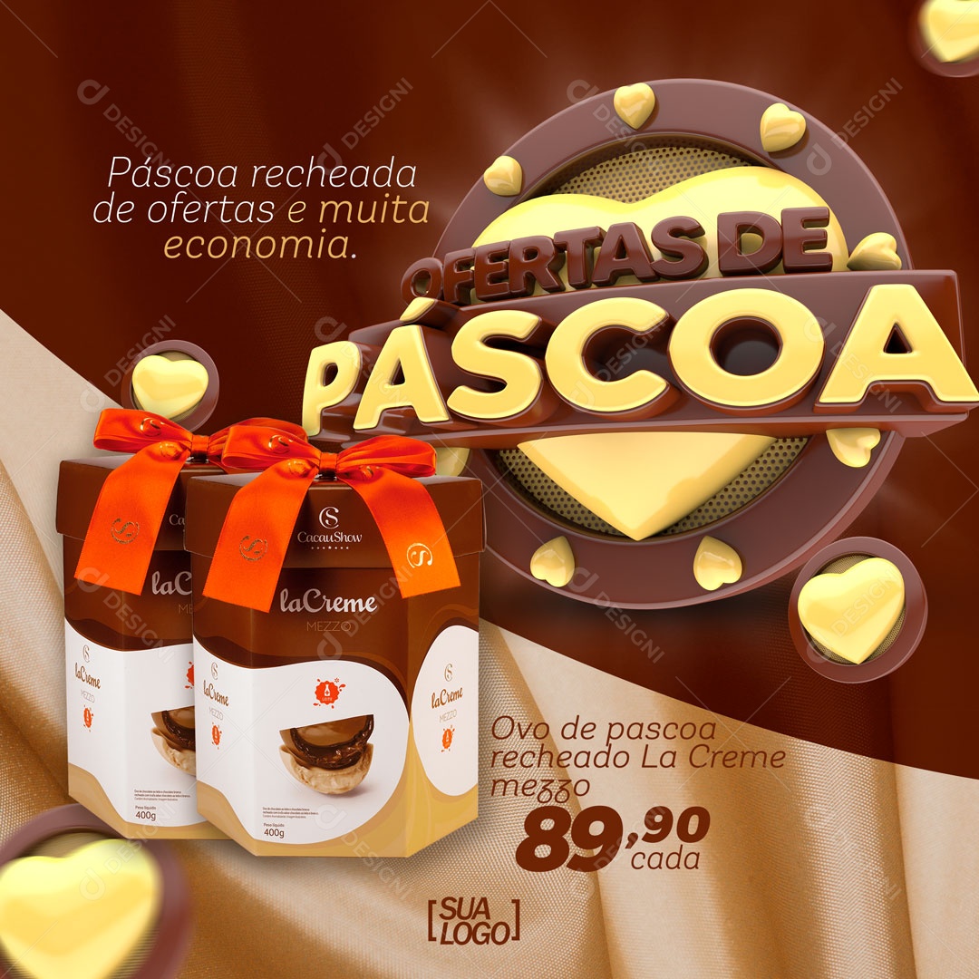 Ofertas de Páscoa Venha Conferir Social Media PSD Editável