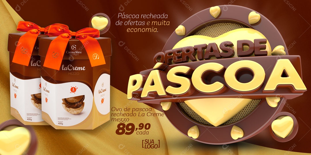 Banner Ofertas de Páscoa Venha Conferir Social Media PSD Editável