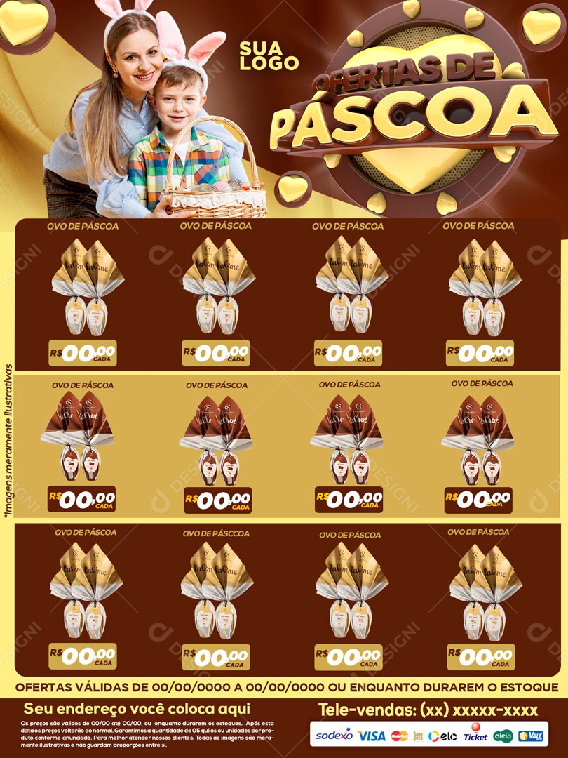 Encarte Ofertas de Páscoa Venha Conferir Social Media PSD Editável