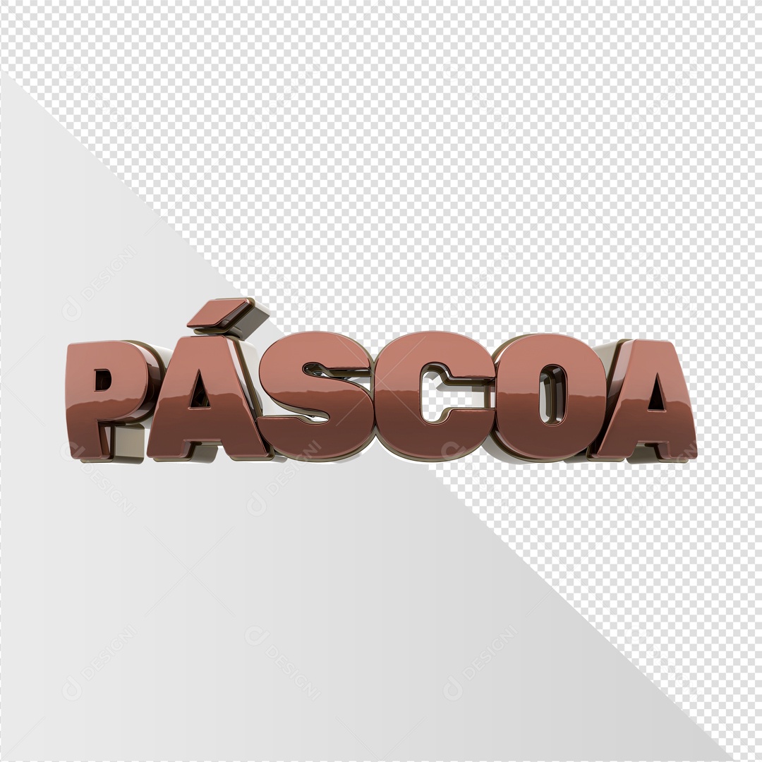 Texto 3D Páscoa Marrom Elemento 3D PSD