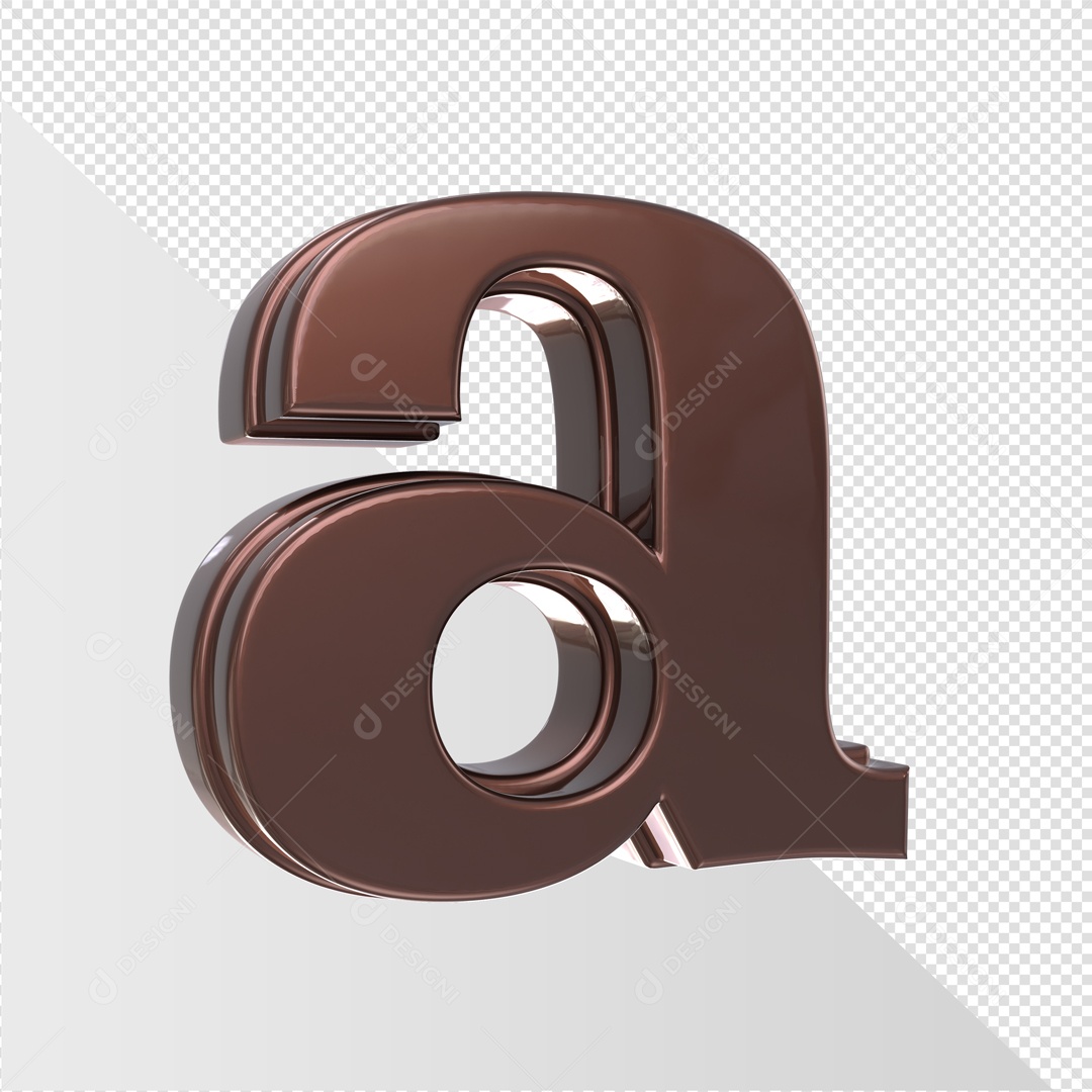 Letra A Marrom Elemento 3D PSD