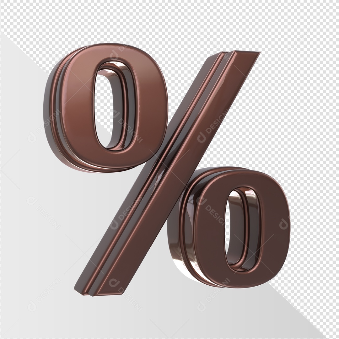 Símbolo 3D Marrom Porcentagem Para Composição PSD