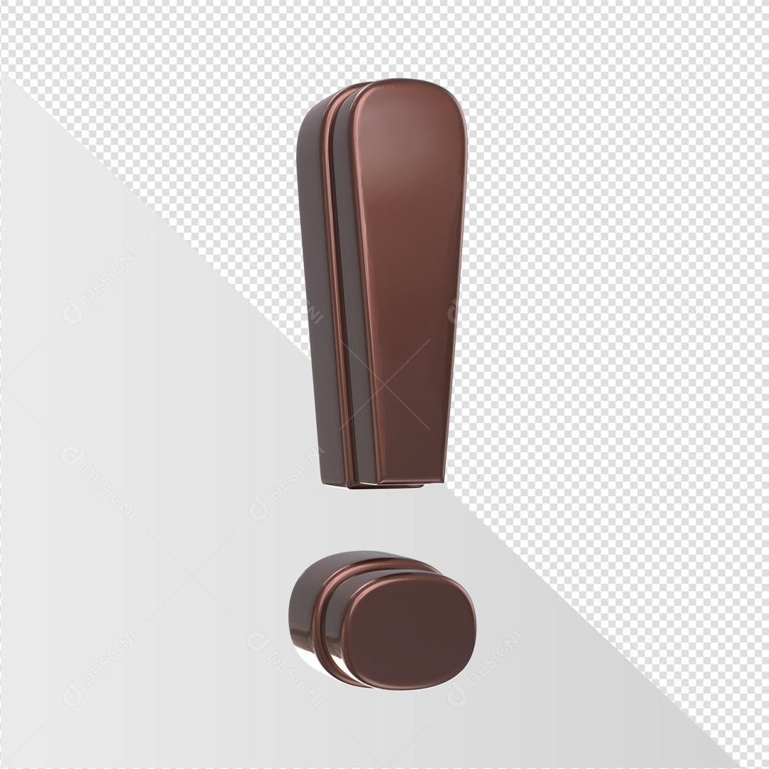 Símbolo 3D Marrom Exclamação Para Composição PSD