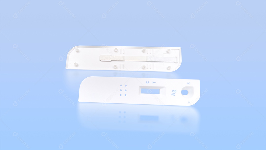 Imagens externas e internas do cassete de teste de antígeno médico