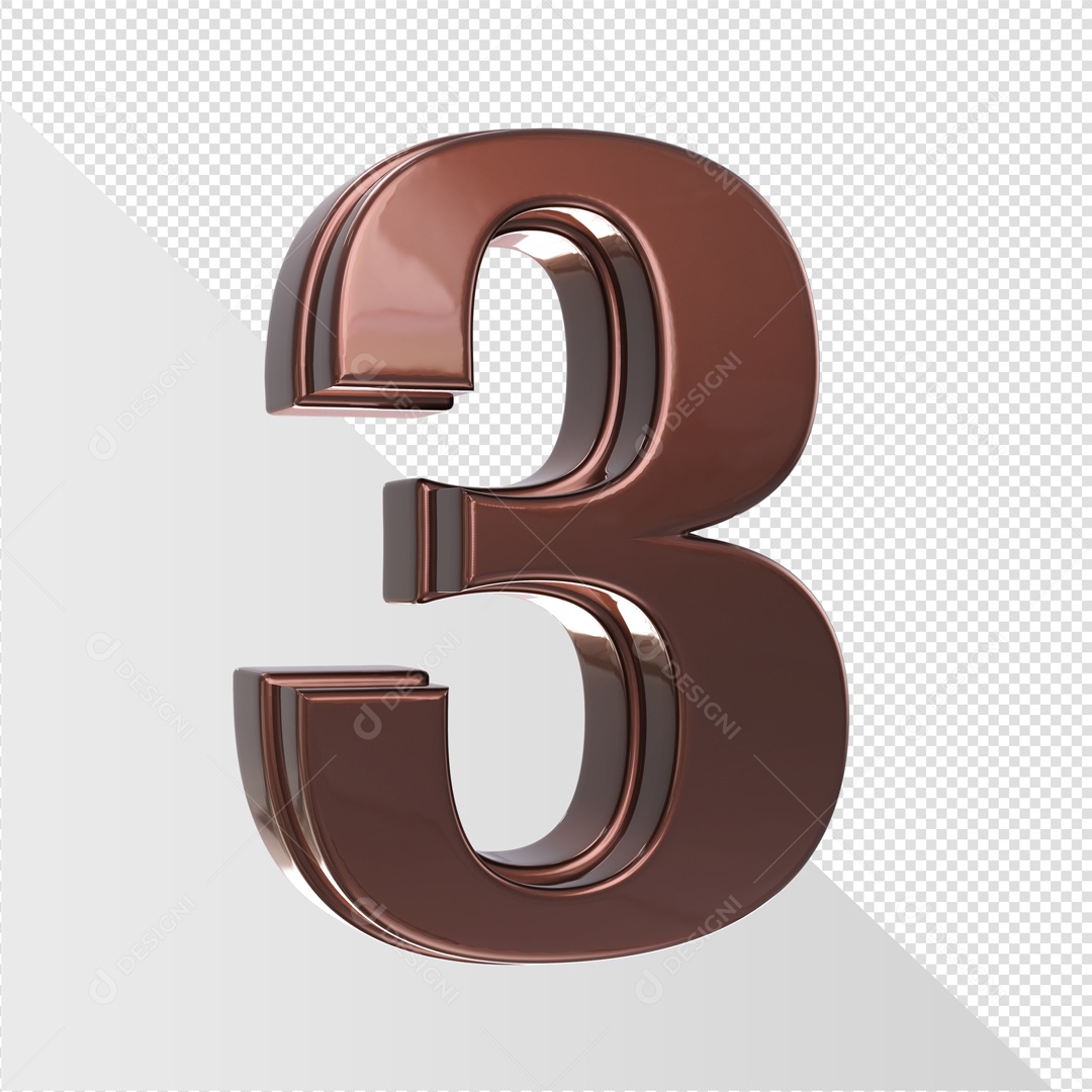 Elemento De Número 3 Marrom Para Composição PSD