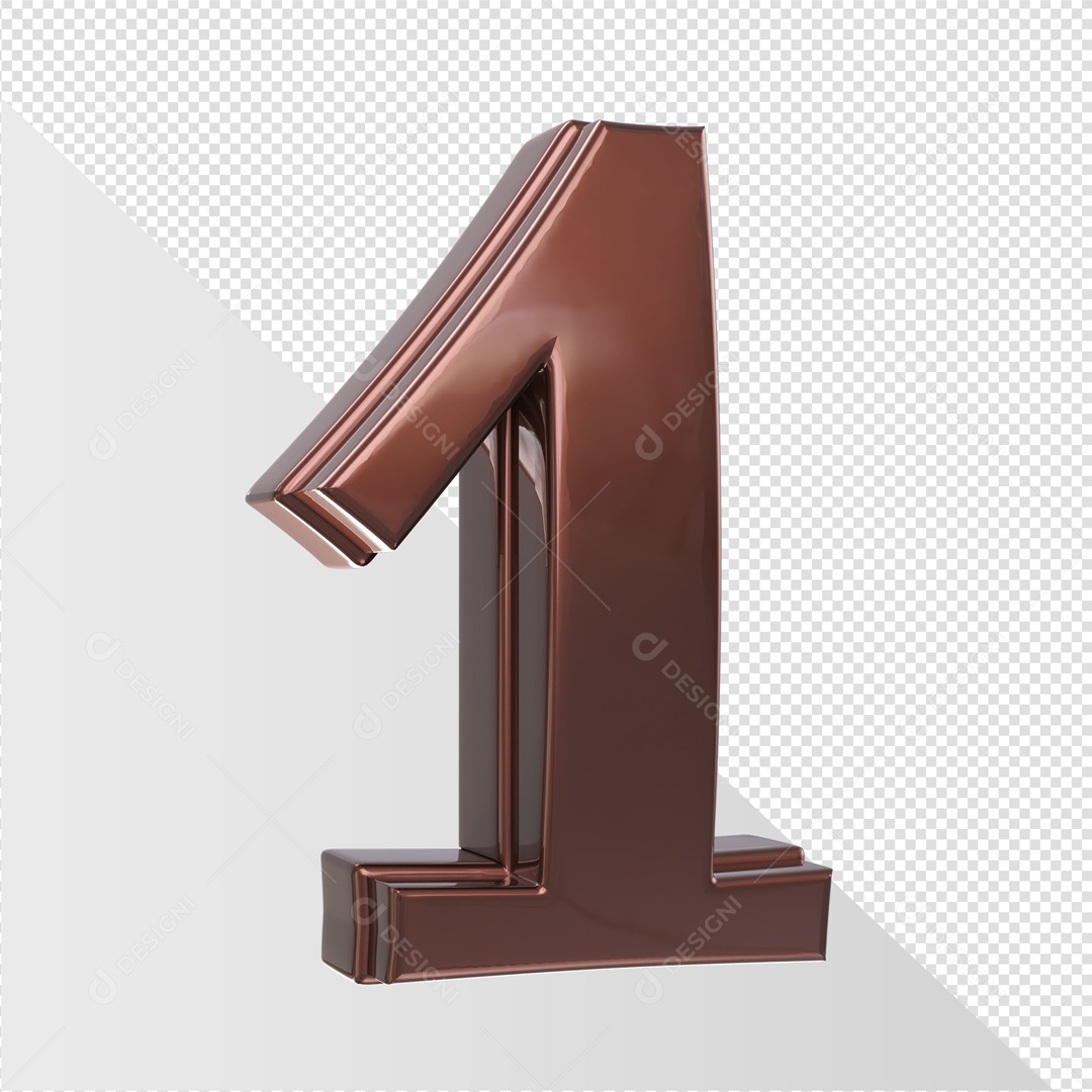 Elemento De Número 1 Marrom Para Composição PSD