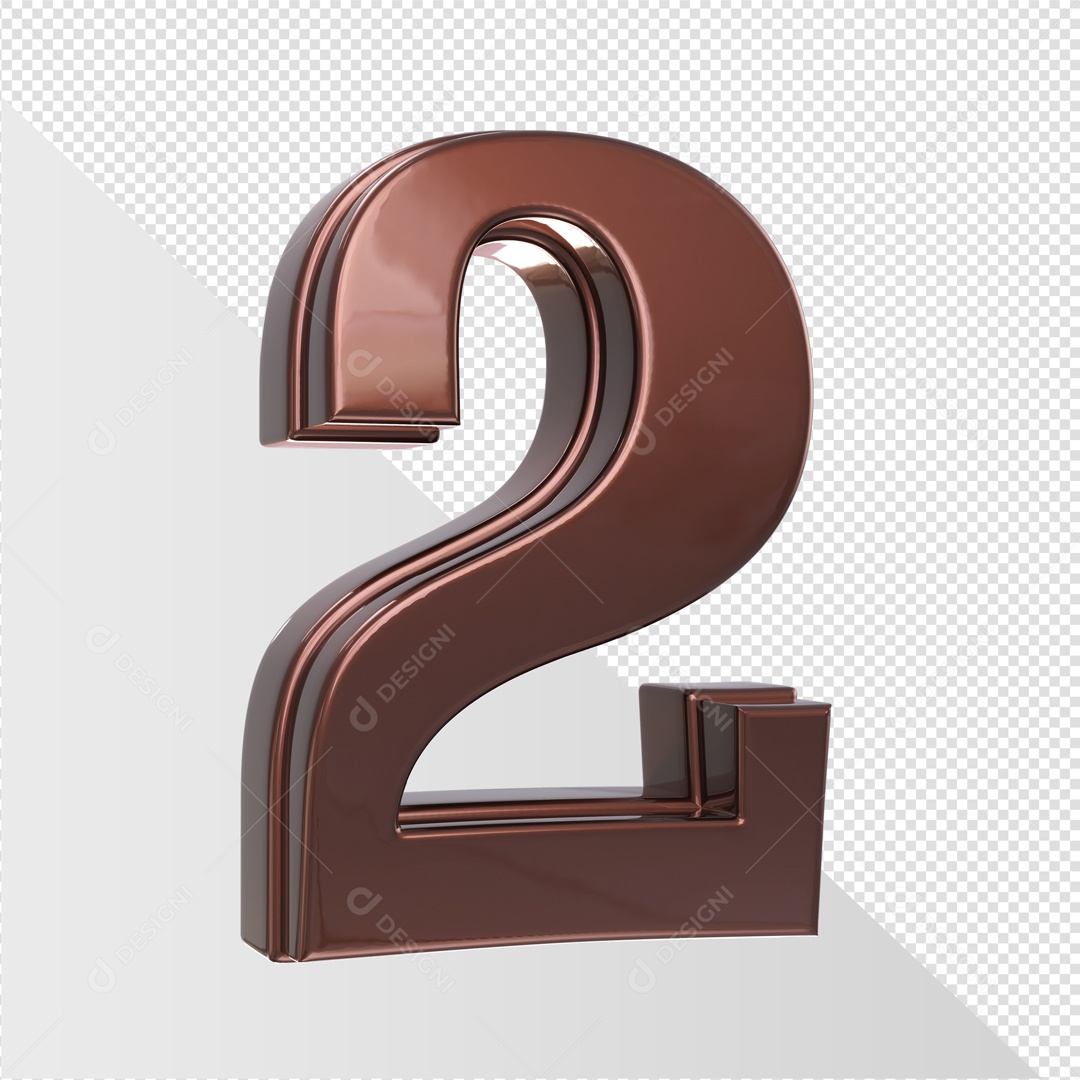 Elemento De Numero 2 Marrom Para Composição PSD