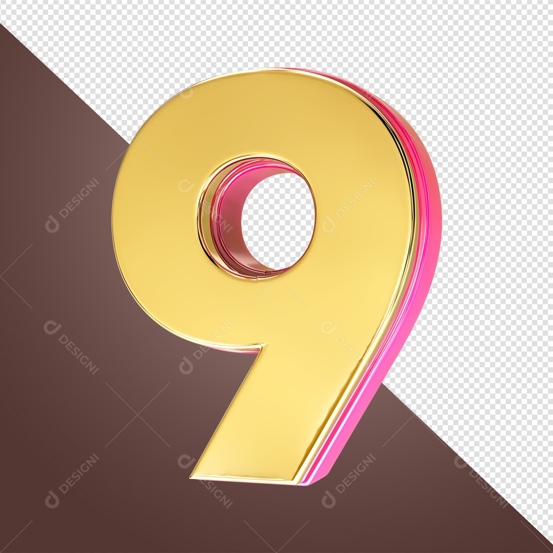 Elemento De Número 9 Amarelo Para Composição PSD