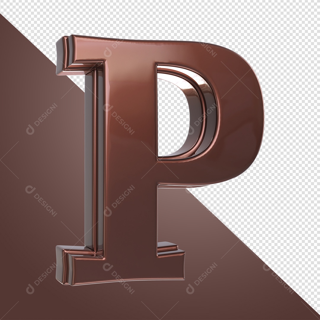 Elemento De Letra P Marrom Para Composição PSD