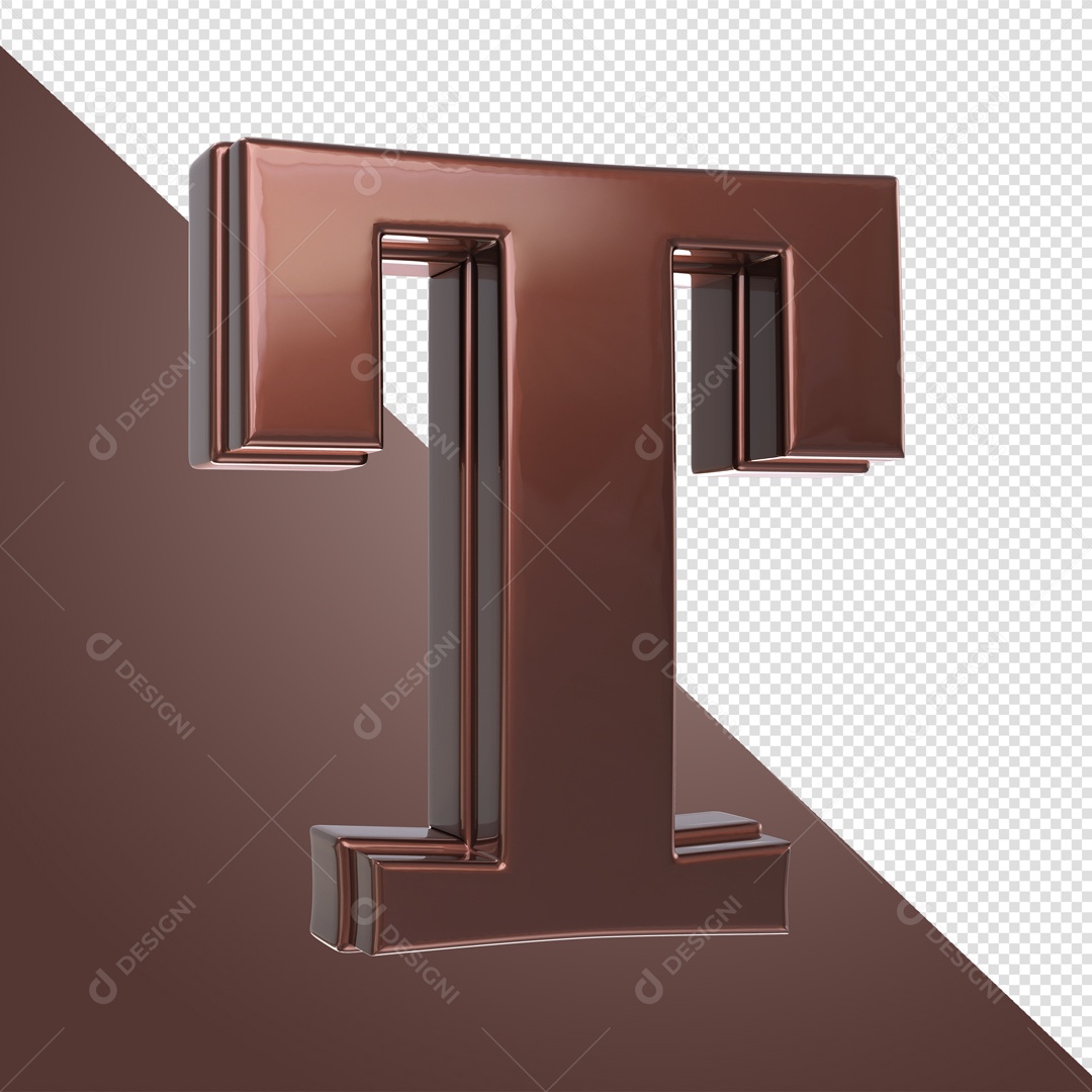 Elemento De Letra T Marrom Para Composição PSD