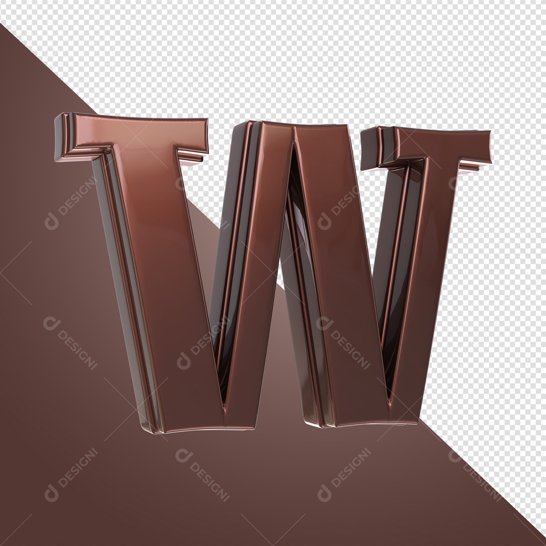 Elemento De Letra W Marrom Para Composição PSD