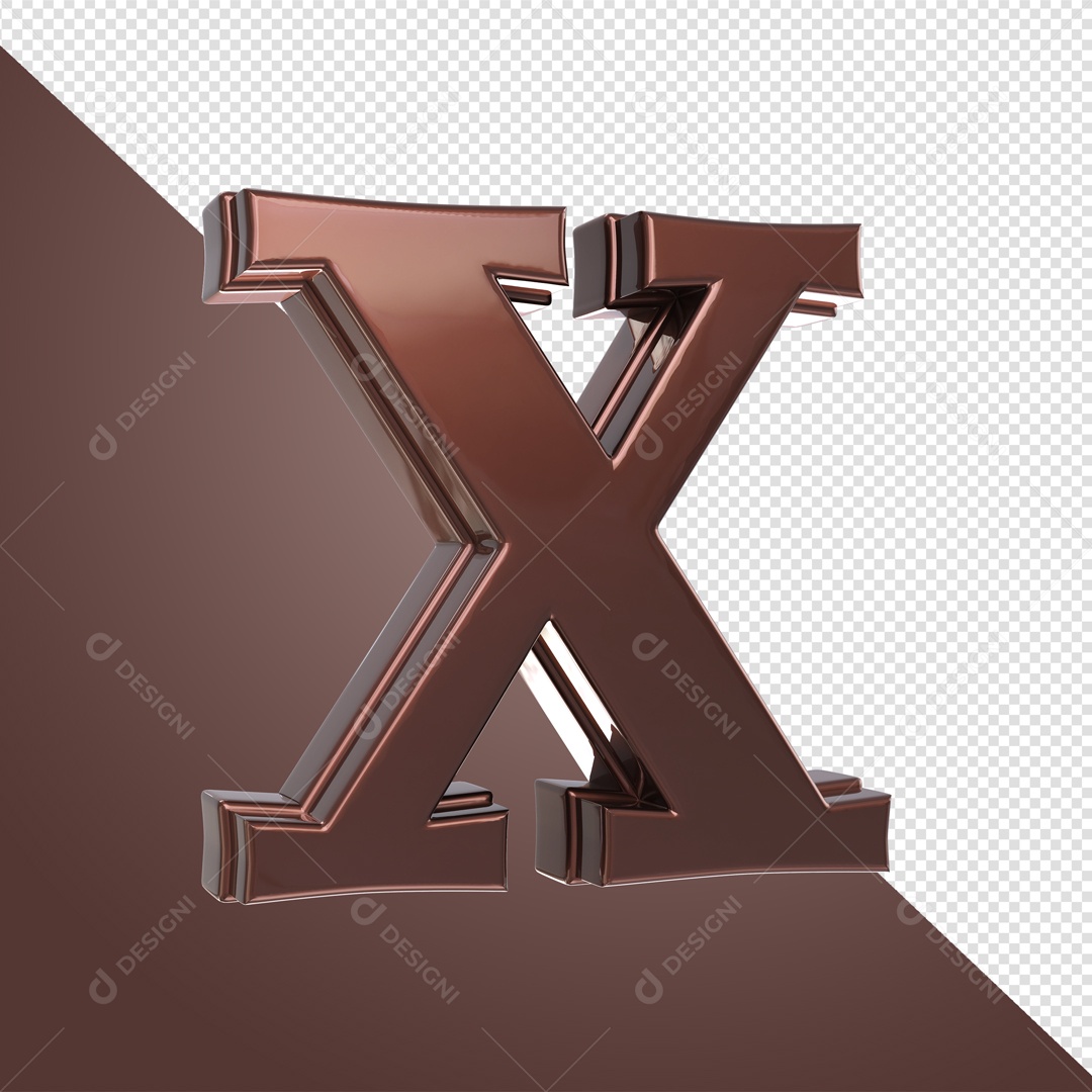 Elemento De Letra X Marrom Para Composição PSD