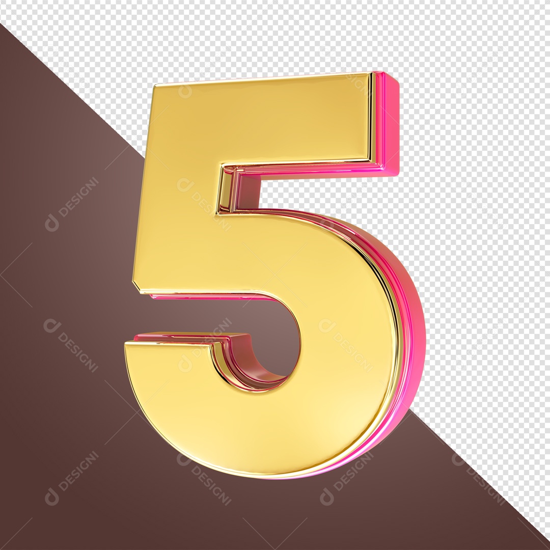 Elemento De Número 5 Amarelo Para Composição PSD