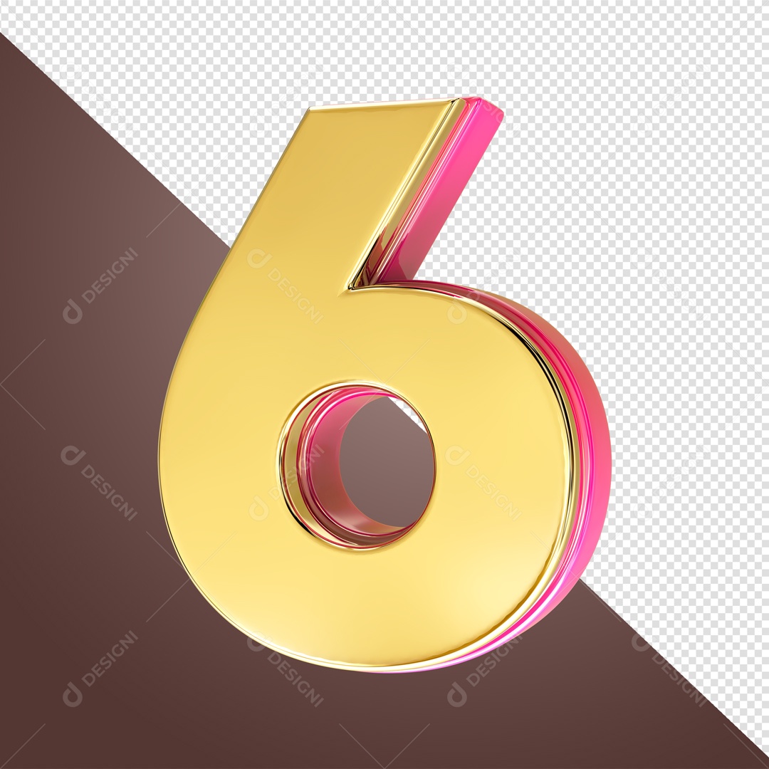 Elemento De Número 6 Amarelo Para Composição PSD