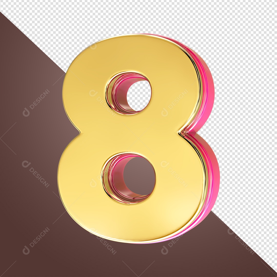 Elemento De Número 8 Amarelo Para Composição PSD