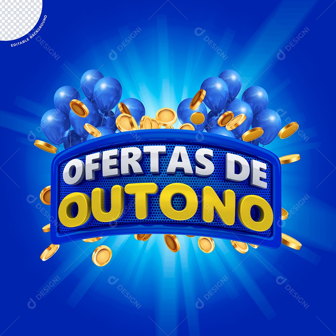 Selo 3D Para Composição Ofertas de Outono PSD