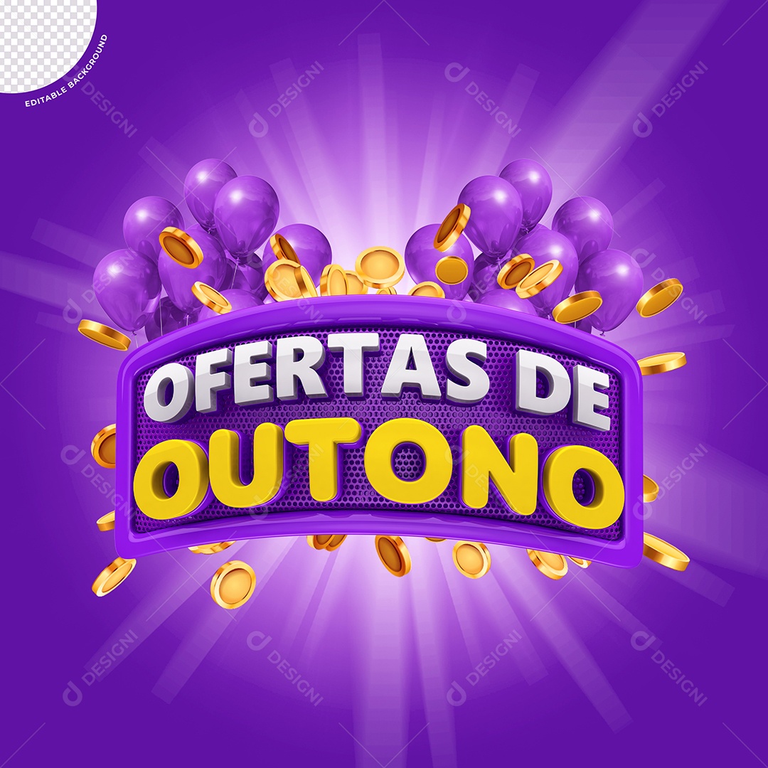 Selo 3D Para Composição Ofertas de Outono PSD