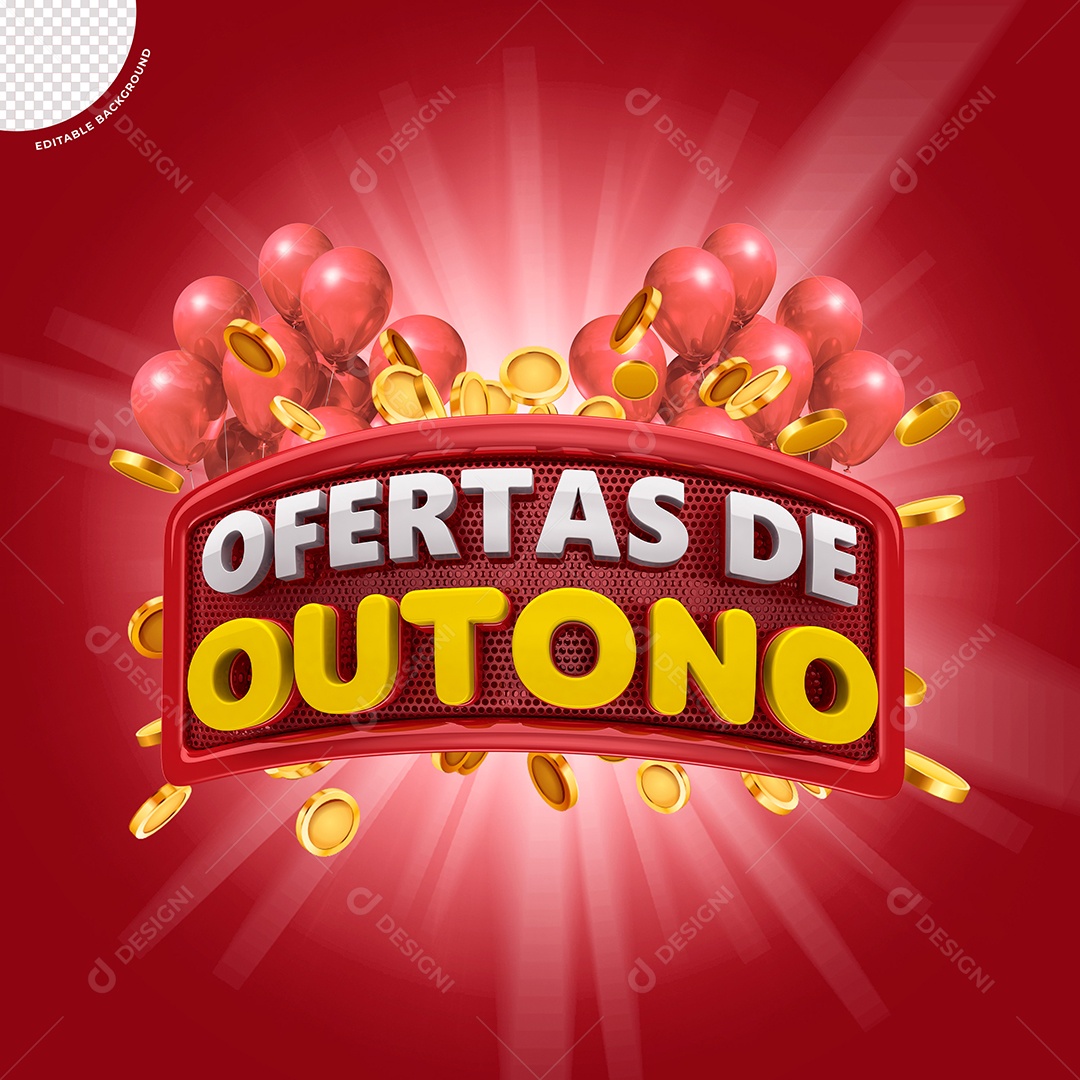 Selo 3D Para Composição Ofertas de Outono PSD