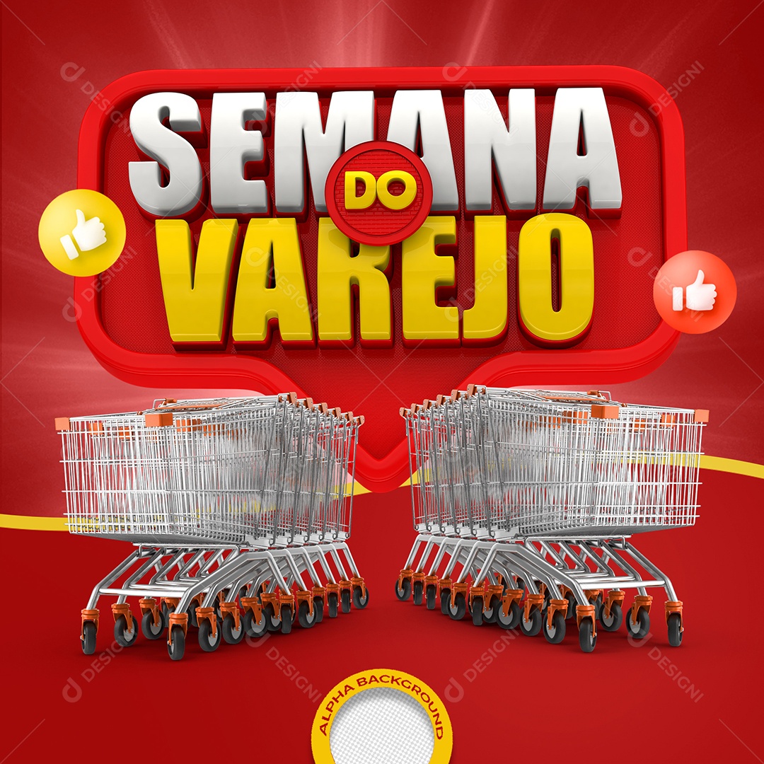 3D Stamp For Retail Week Composition PSD