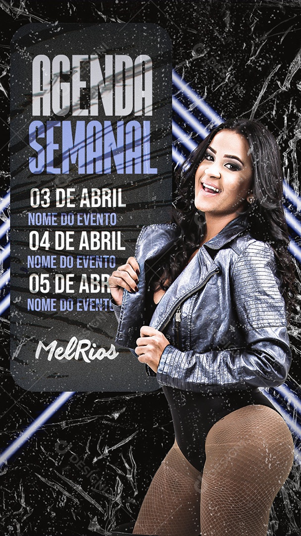 Story Flyer Agenda Semanal Mel Rios Social Media PSD Editável