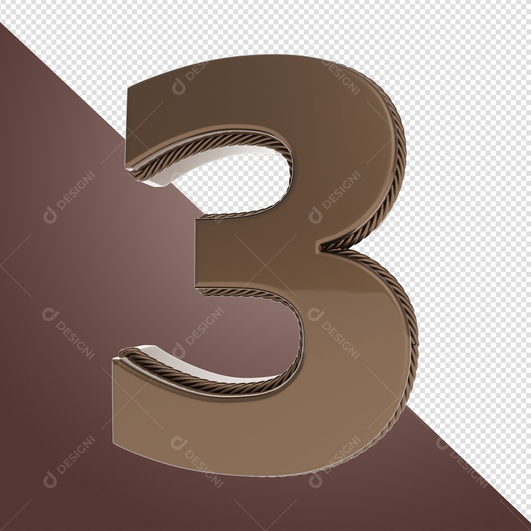 Elemento 3D Com Número De Chocolate 3 Para Composição PSD